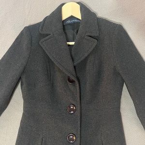 Anne Klein XS /Small Dark Grey Long Wool Coat